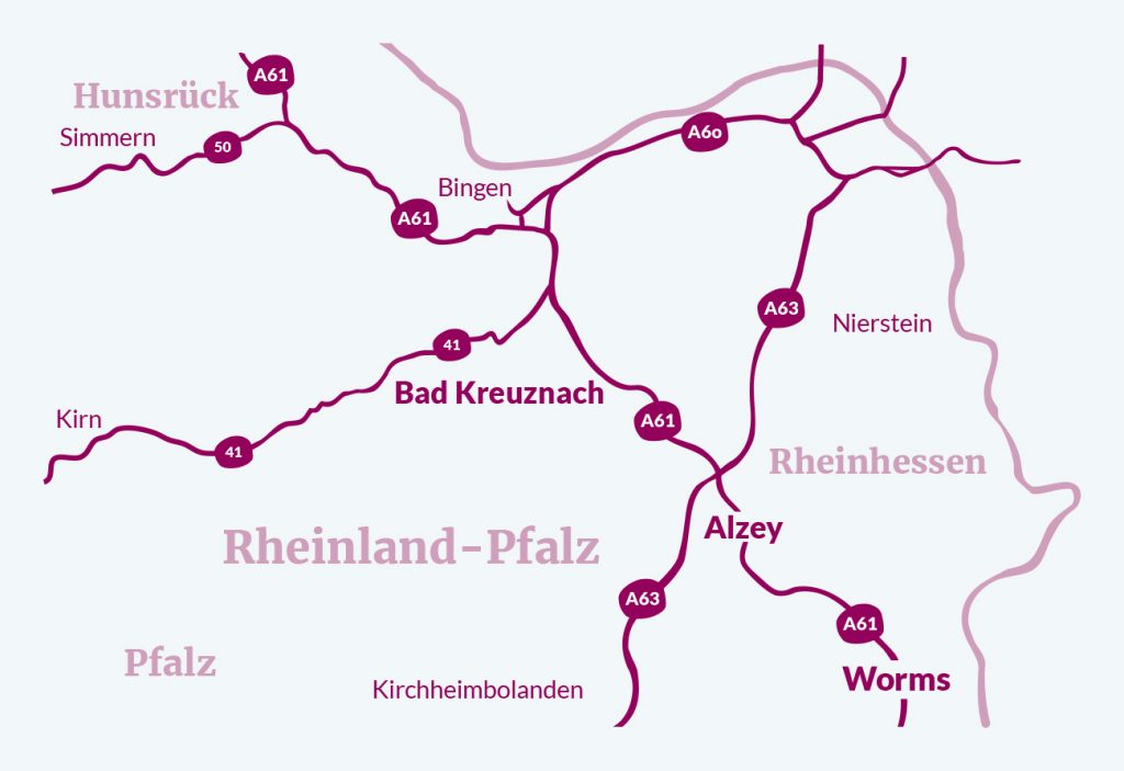 Das Einzugsgebiet des Ambulanten Kinder- und Jugendhospizdienstes erstreckt sich neben der Stadt Mainz auf Rheinhessen und Teile des Vorderhunsrücks.